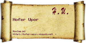 Hofer Upor névjegykártya